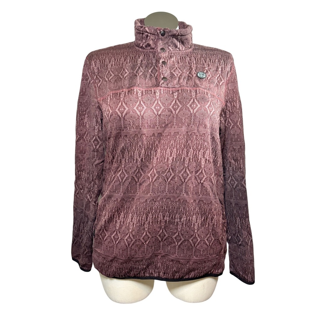 Avalanche Outdoor Supply Womens Burgundy Geometric Fleece Pullover Large